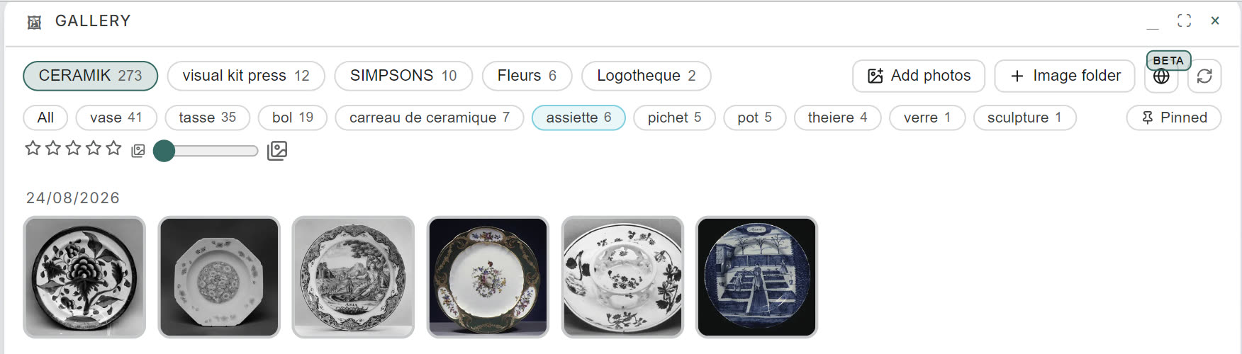 Six plates filed under « assiette » by the engine alone
