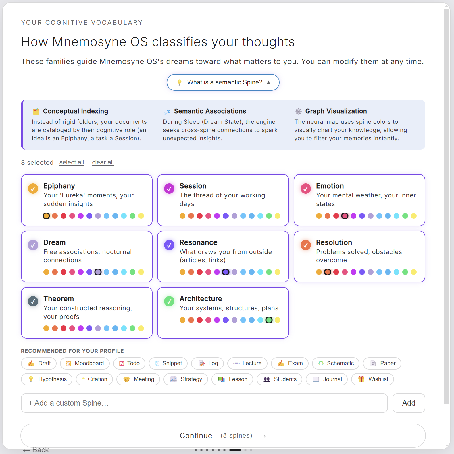Choosing your semantic spines