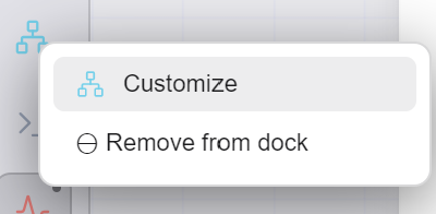 Le menu d'un item : Modifier, Retirer du dock