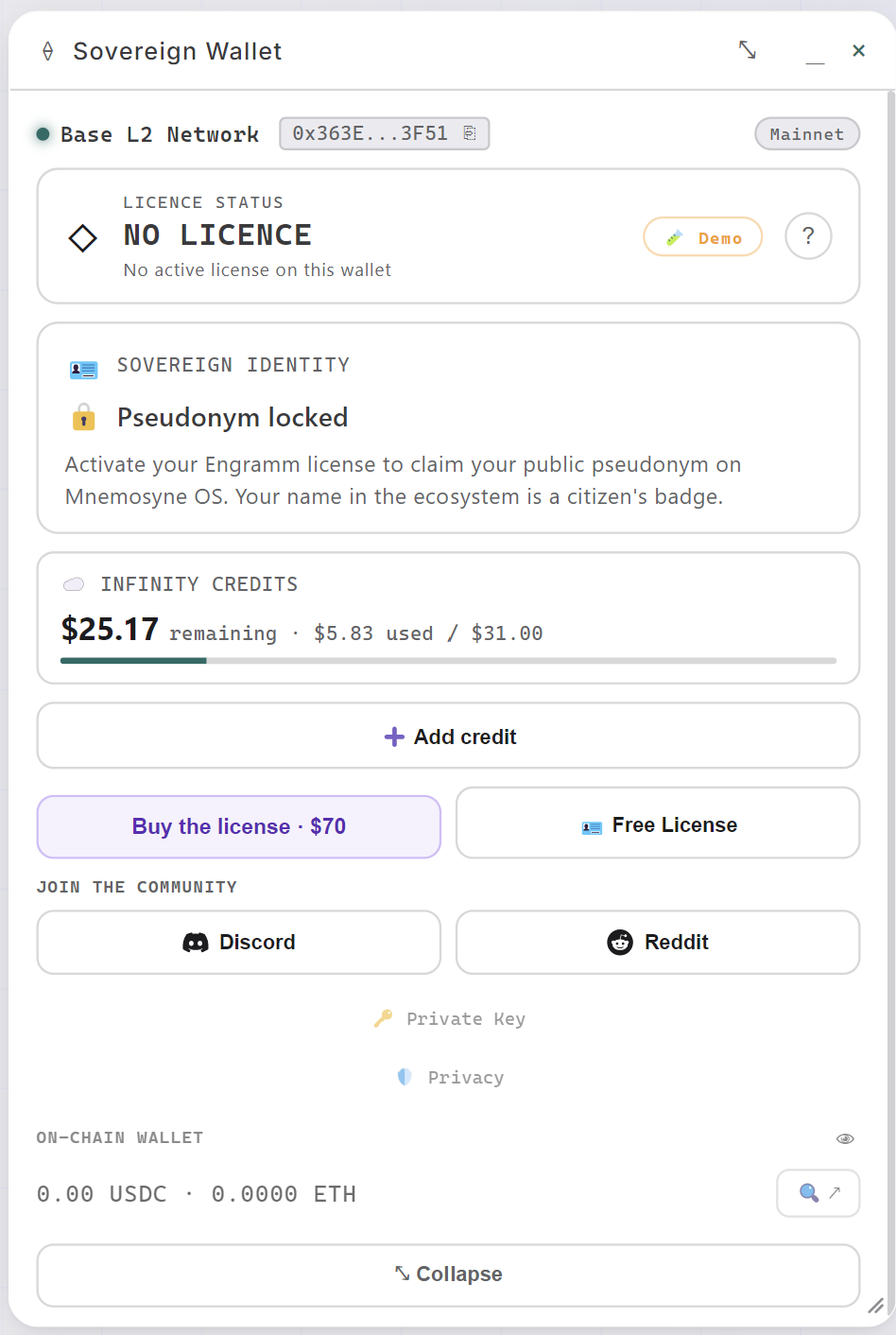 Le widget Sovereign Wallet